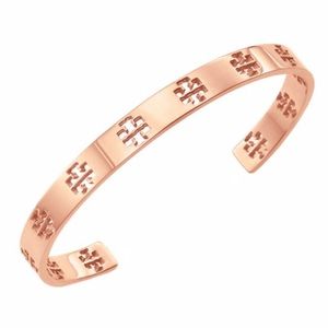 TORY BURCH • Rose Gold Pierced T Cuff Bracelet